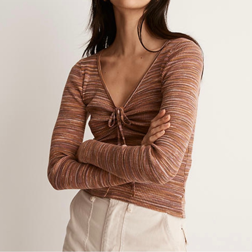 Madewell Space-dyed V-neck cinched sweater size S